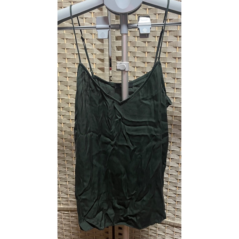 Quince Washable Stretch Silk V-Neck Cami Forest Green Medium